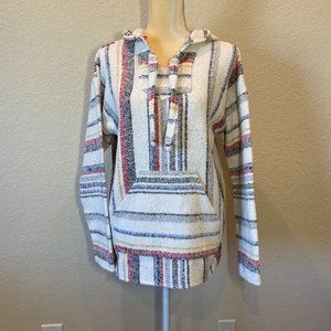 Earthbound Trading Company Molina Mexican Poncho Baja Hoodie Women's Size Medium